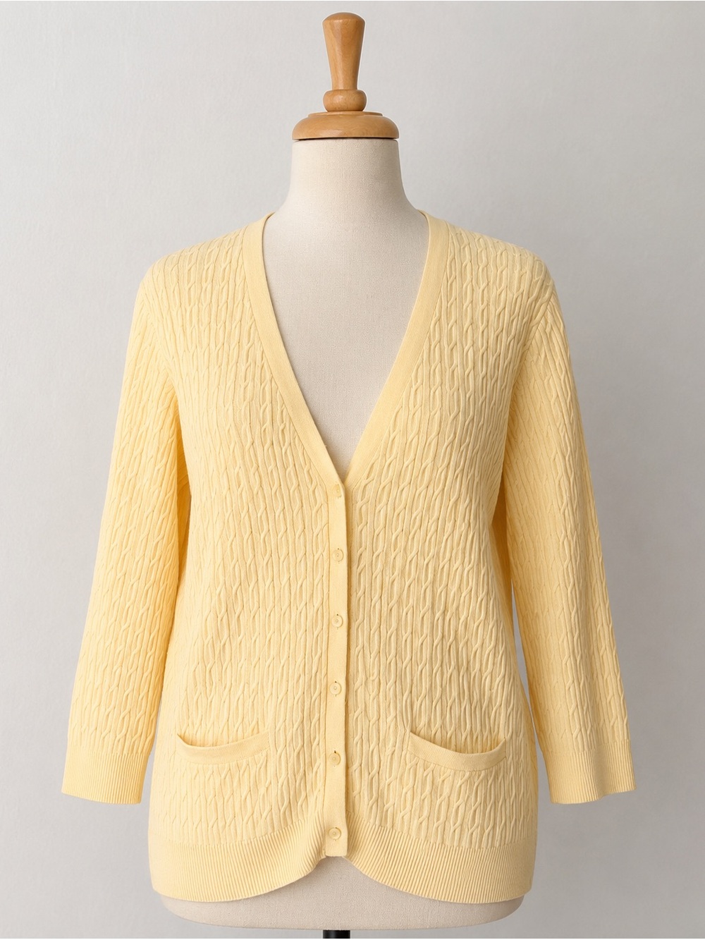 Talbots Butter Yellow Women’s Cable Knit Cardigan size 2X New